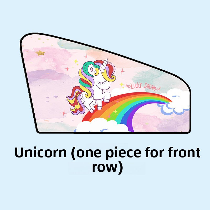 Car Cartoon Magnet Sunshade Creative Cute Car Interior Window Shade Sun Protection Heat Insulation Magnetic Retractable Side Window