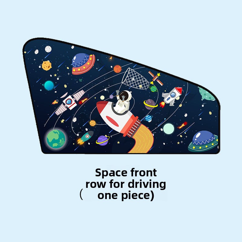 Car Cartoon Magnet Sunshade Creative Cute Car Interior Window Shade Sun Protection Heat Insulation Magnetic Retractable Side Window
