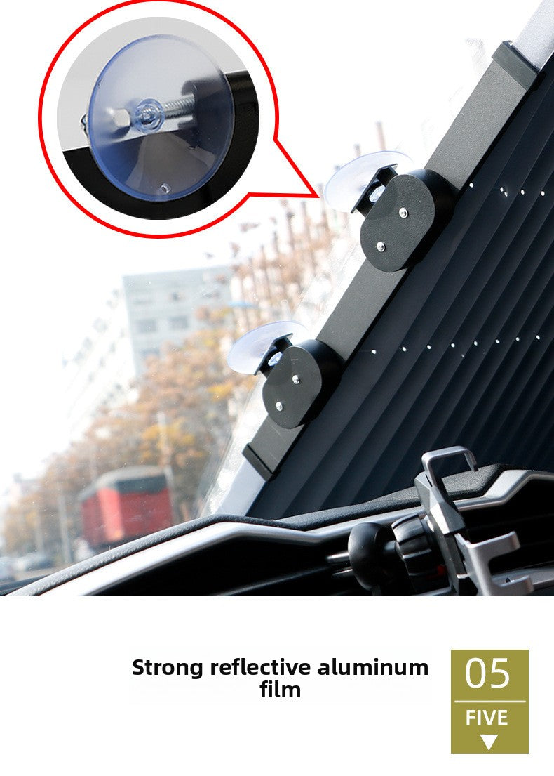 Car Sunshade Curtain Automatic Retractable Front Windshield Sunshade Light Blocking Curtain