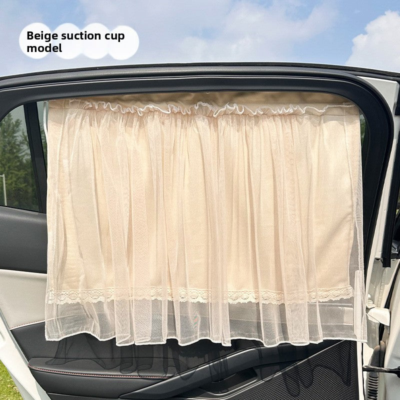 Lace Car Curtain Sunshade Baby Car Sun Protection Curtain Suction Cup Side Window Rear Sunshade Curtain