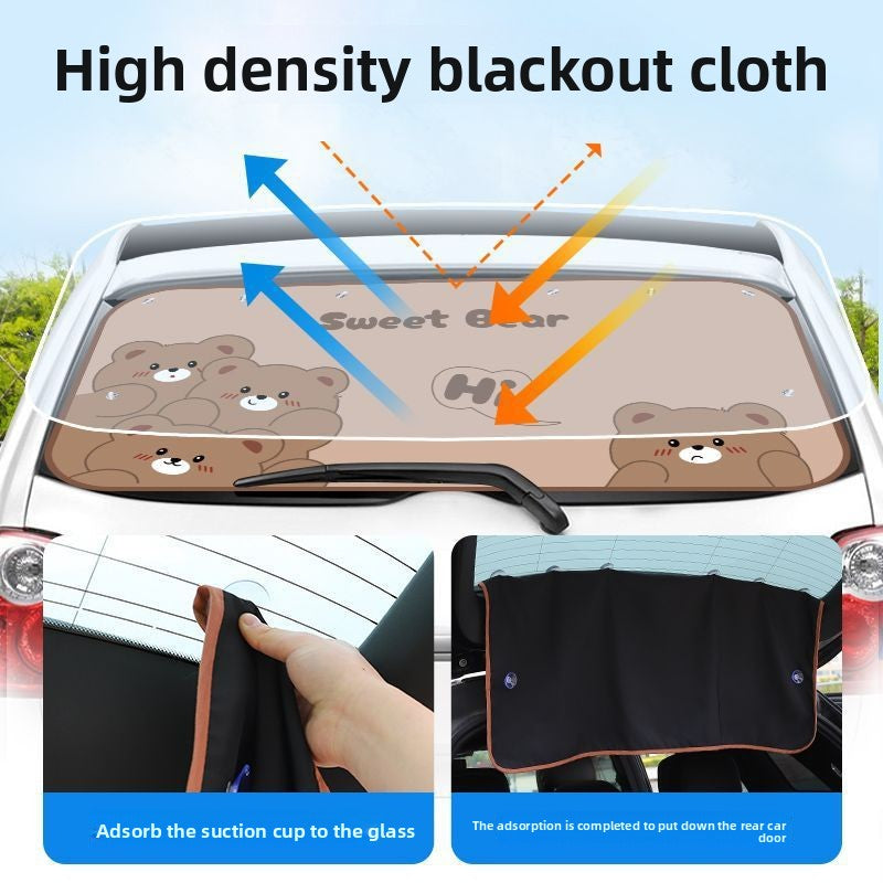 Car Sunshade Curtain Rear Windshield Sun Protection Heat Insulation Sunshade Car Rear Window Curtain Car-mounted Light-blocking Curtain Panel