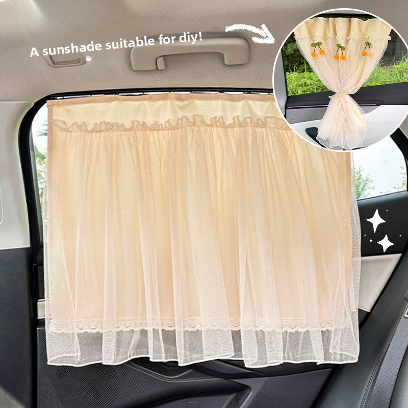 Lace Car Curtain Sunshade Baby Car Sun Protection Curtain Suction Cup Side Window Rear Sunshade Curtain