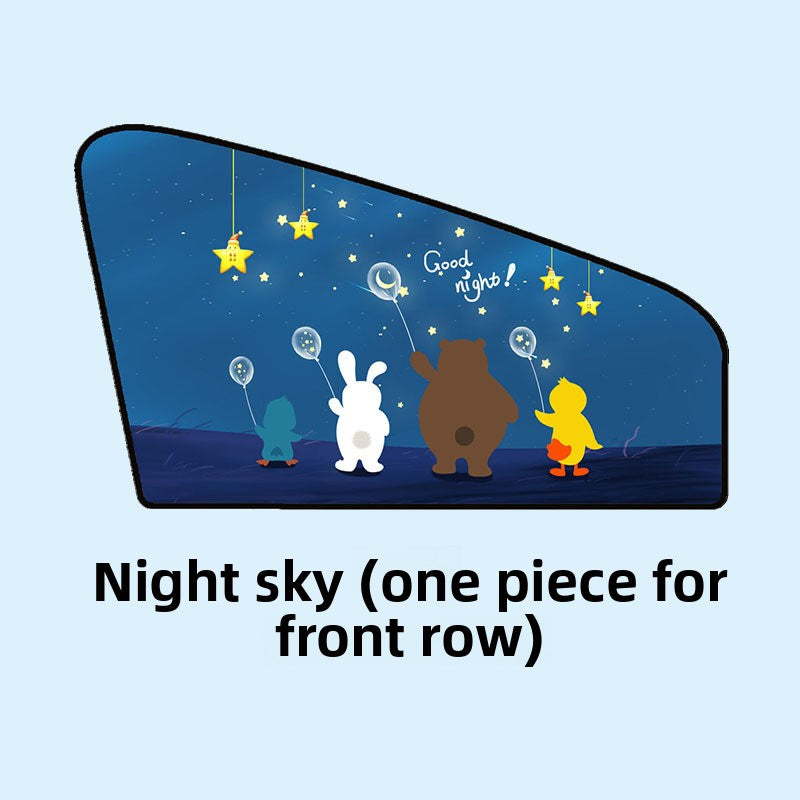 Car Cartoon Magnet Sunshade Creative Cute Car Interior Window Shade Sun Protection Heat Insulation Magnetic Retractable Side Window
