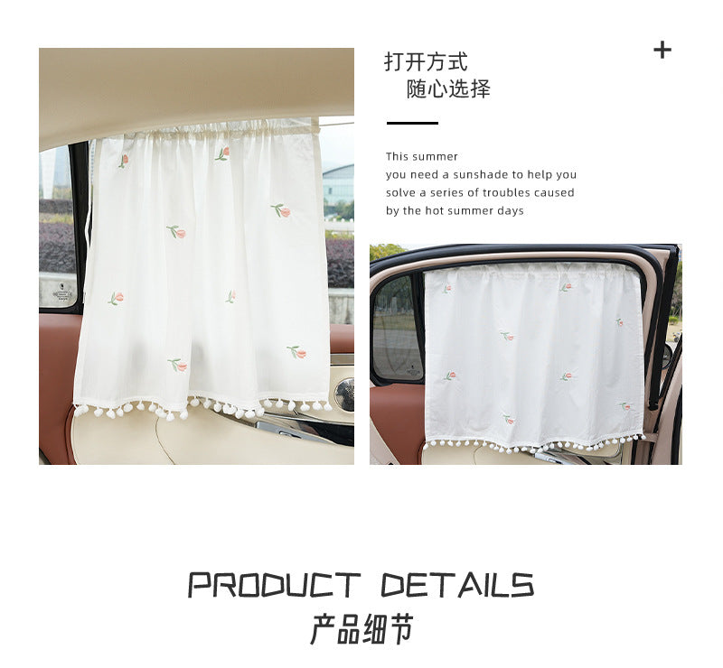 Summer Universal Car Window Curtain Sunshade Heat Insulation Car-mounted Sunshade Cute Cartoon Cotton Car Sunshade Side Curtain