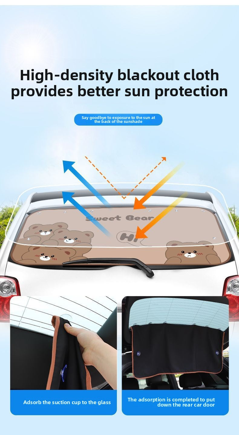 Car Sunshade Curtain Rear Windshield Sun Protection Heat Insulation Sunshade Car Rear Window Curtain Car-mounted Light-blocking Curtain Panel