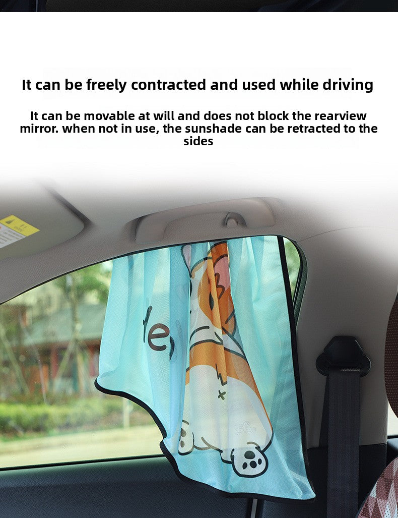 Car Cartoon Magnet Sunshade Creative Cute Car Interior Window Shade Sun Protection Heat Insulation Magnetic Retractable Side Window